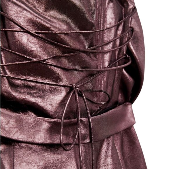 NWT ZARA METALLIC BRONZE ROSE GLAM MINI DRESS GORGEOUS BODYCON COCKTAILS MEDIUM - Picture 8 of 10